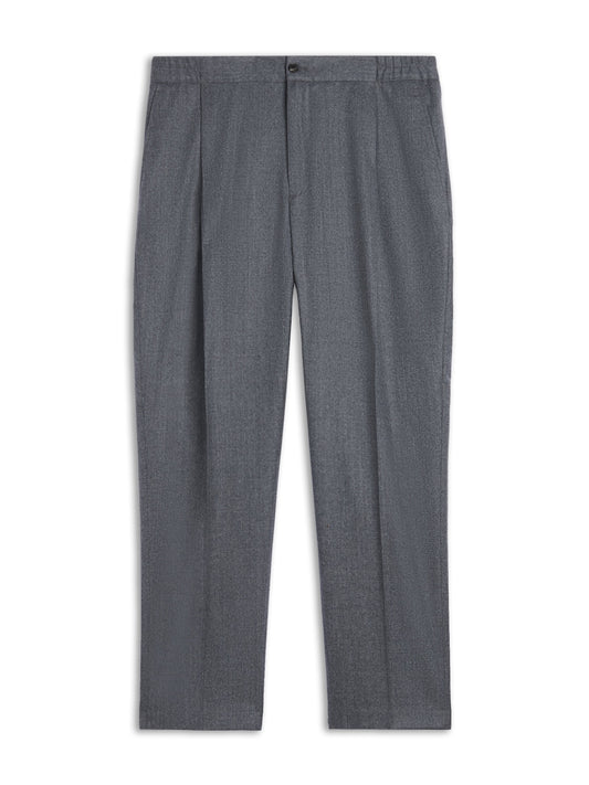 Pantalone jogger fit in flanella di lana grigio