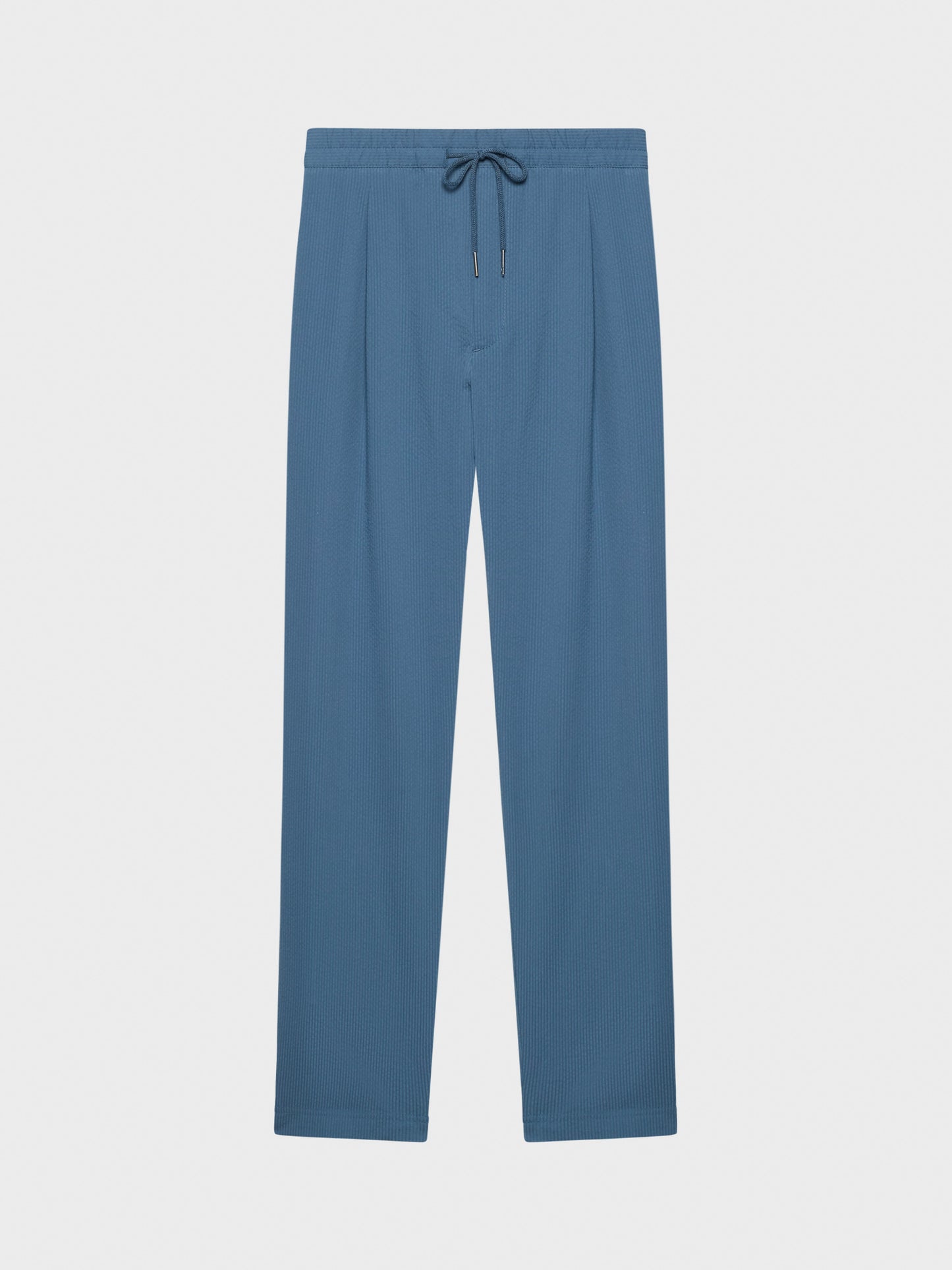 Caruso Menswear Abbigliamento Uomo Pantaloni Pantalone jogger in seersucker di cotone azzurro look 2
