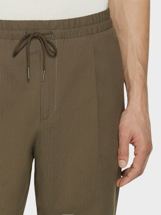 Caruso Menswear Abbigliamento Uomo Pantaloni Pantalone jogger in seersucker di cotone verde look 5
