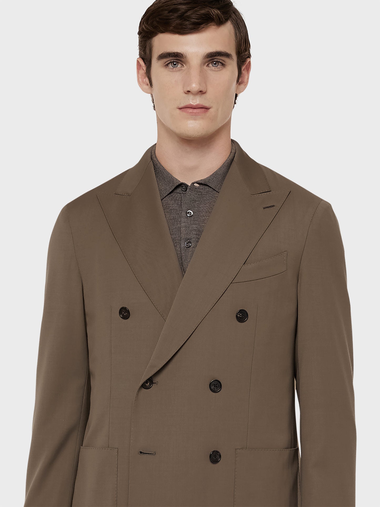 Caruso Menswear Abbigliamento Uomo Abiti Abito aida doppiopetto in lana tecnica marrone look 4