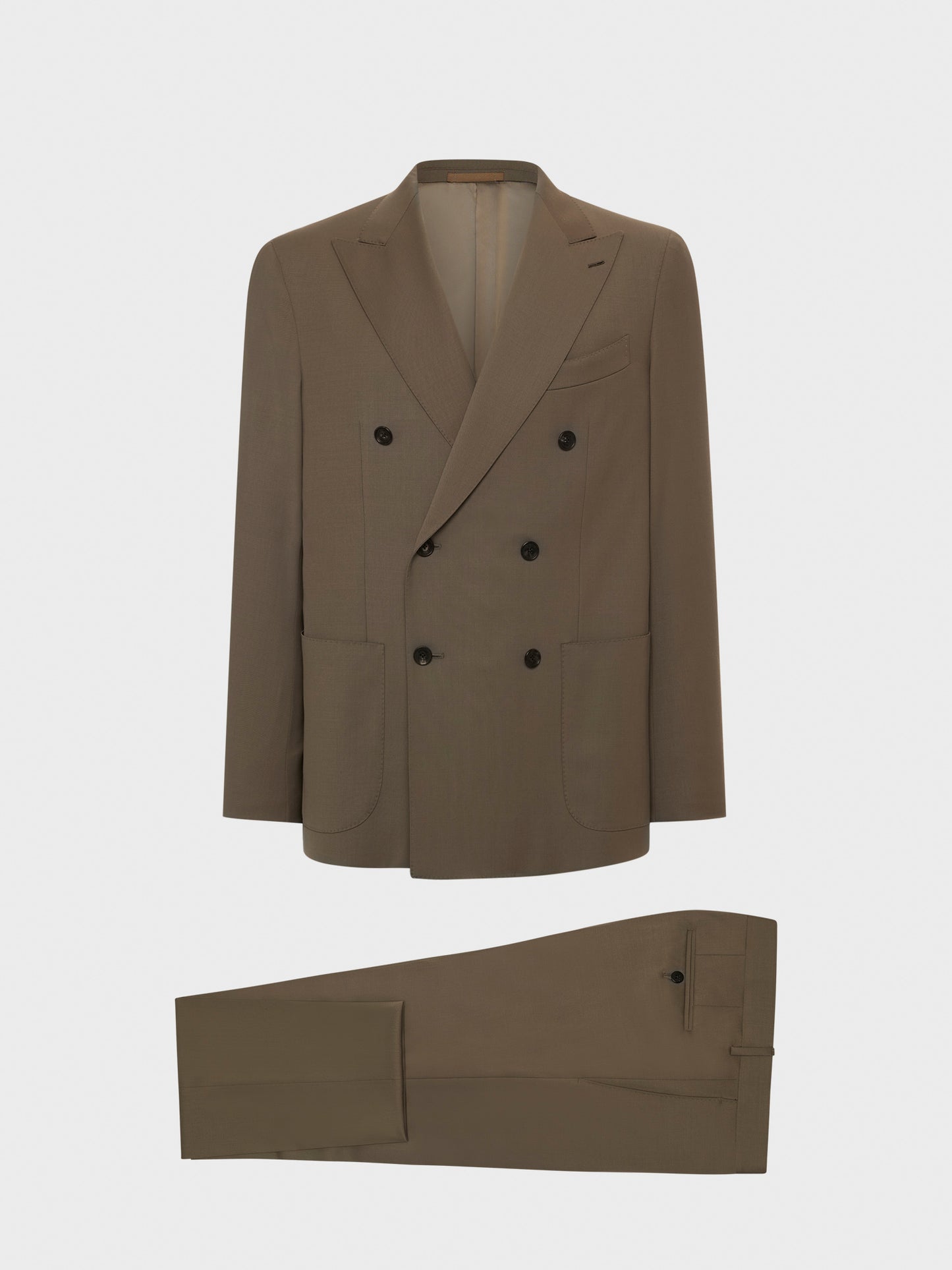 Caruso Menswear Abbigliamento Uomo Abiti Abito aida doppiopetto in lana tecnica marrone look 1
