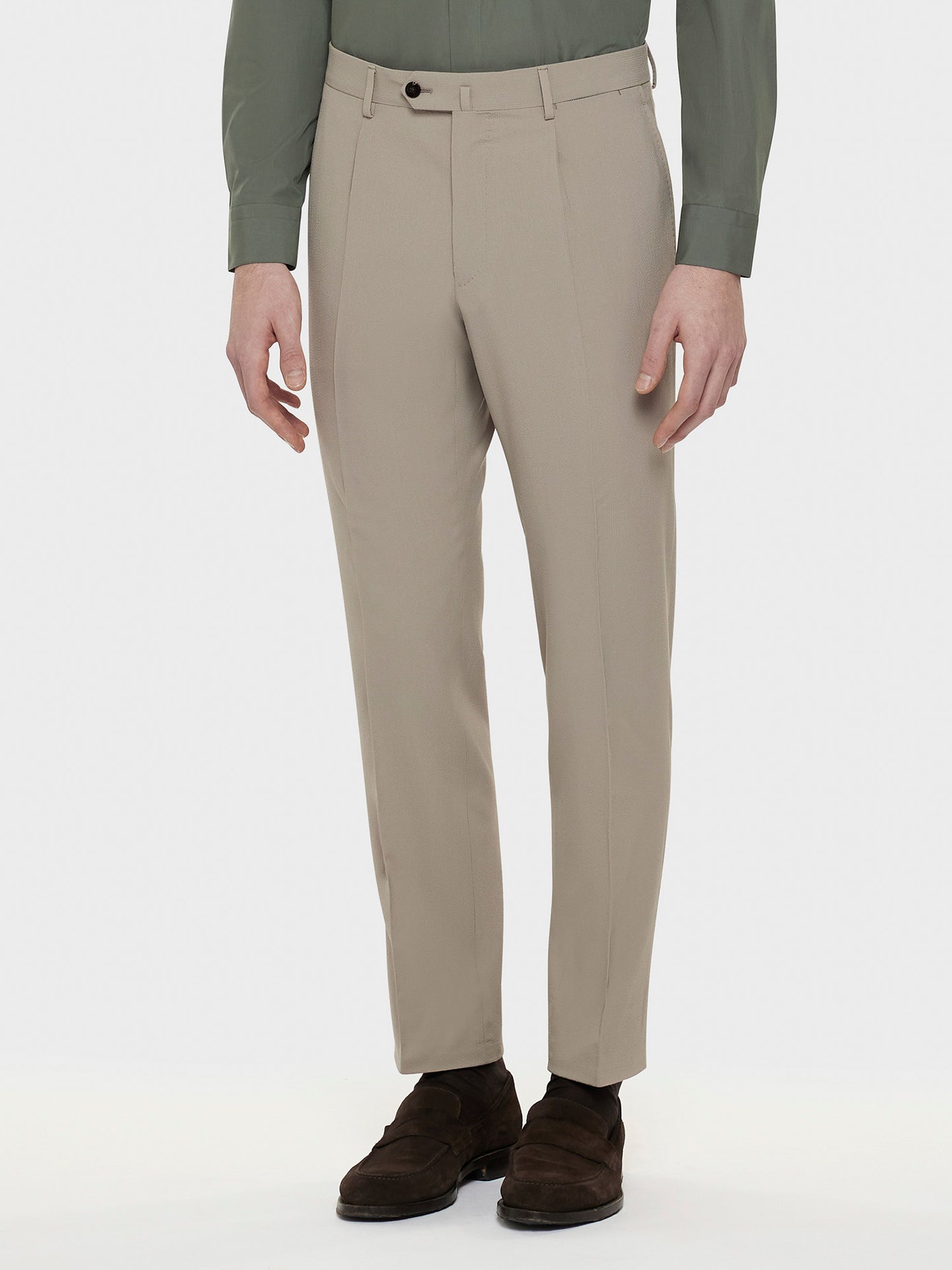 Caruso Menswear Abbigliamento Uomo Abito Aida in lana e seta beige indossato pantaloni