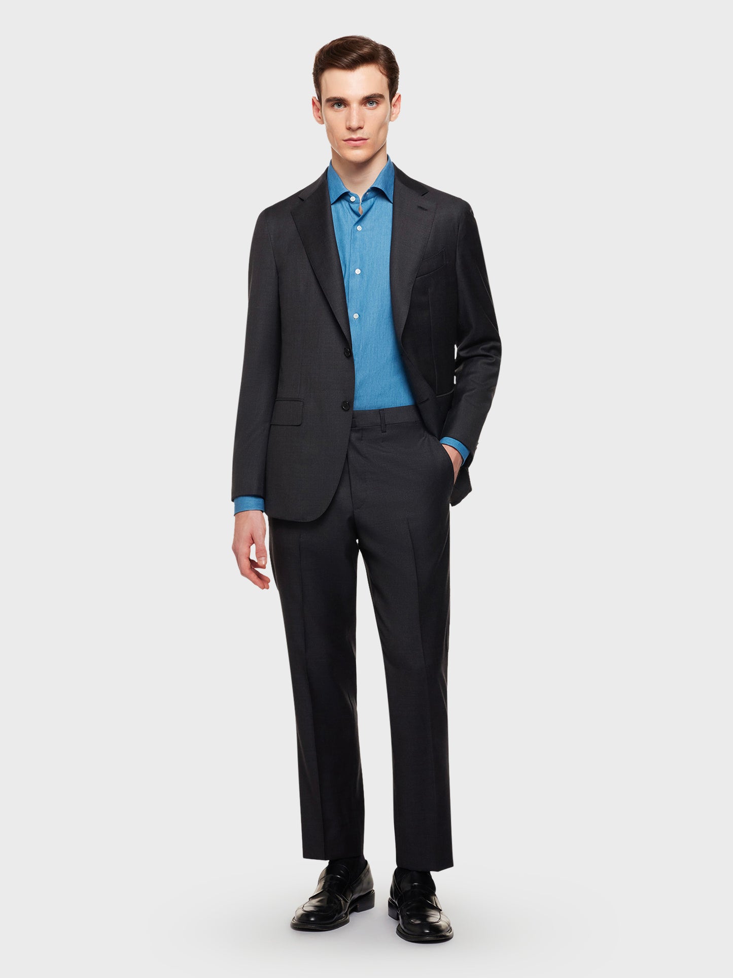 Caruso Menswear Abbigliamento Uomo Abiti Abito aida monopetto di lana 130s grigio look 2