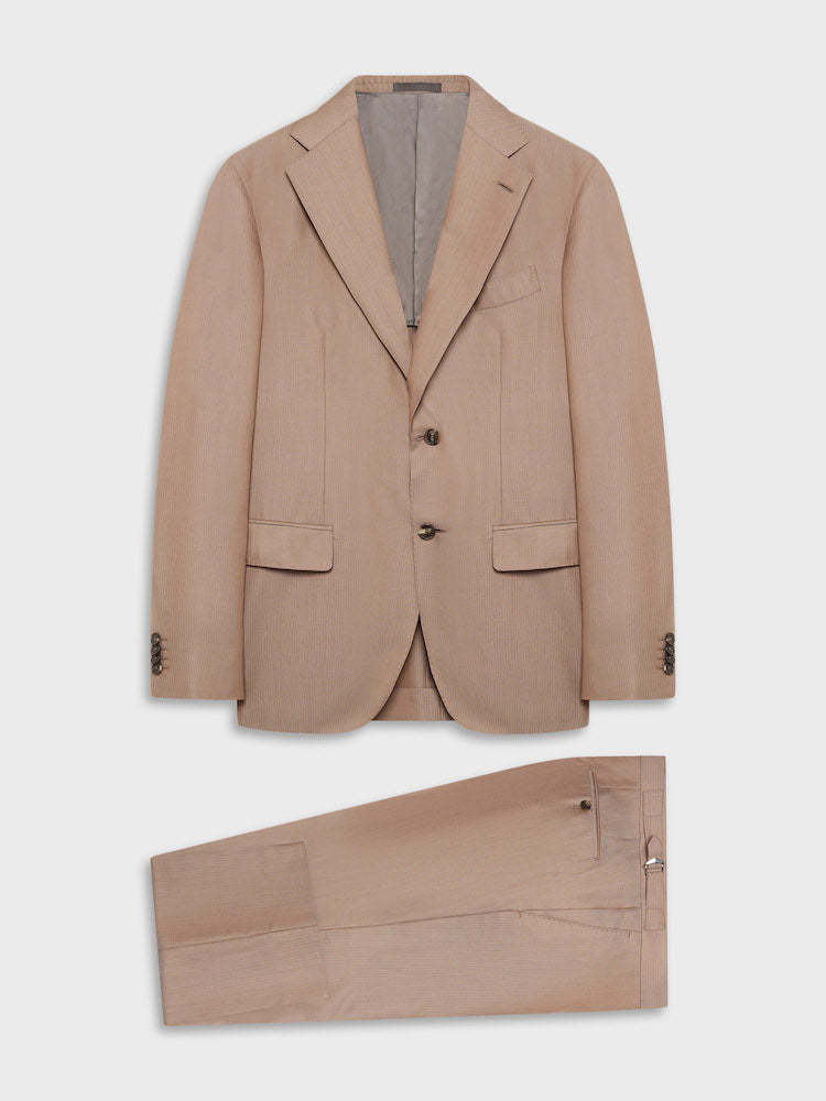 Caruso Menswear Abbigliamento Uomo Abiti Abito aida monopetto in lana e seta beige look 1