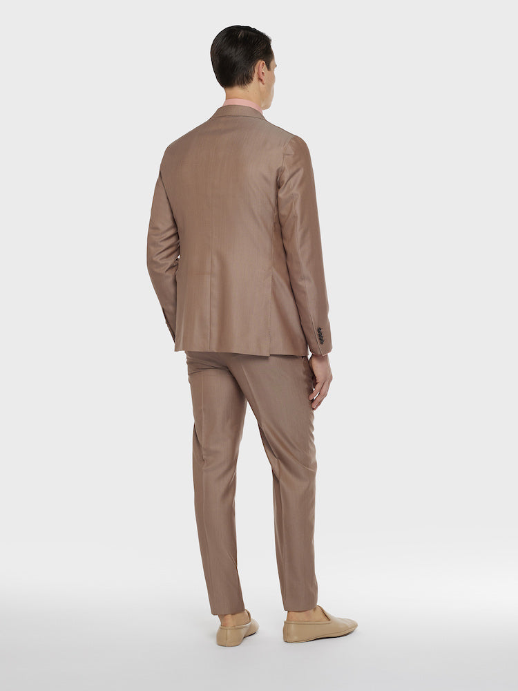 Caruso Menswear Abbigliamento Uomo Abiti Abito aida monopetto in lana e seta beige look 3