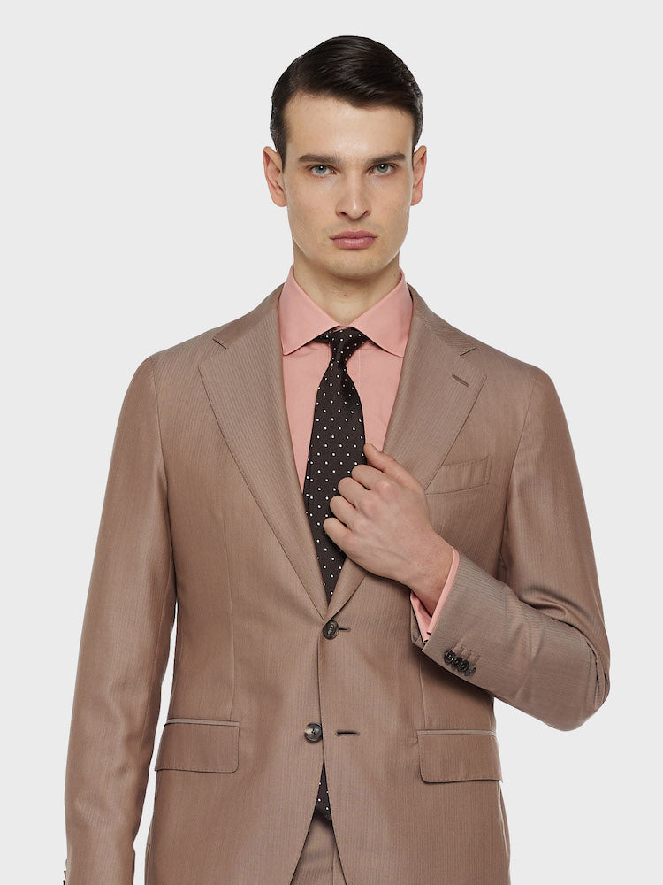Caruso Menswear Abbigliamento Uomo Abiti Abito aida monopetto in lana e seta beige look 5