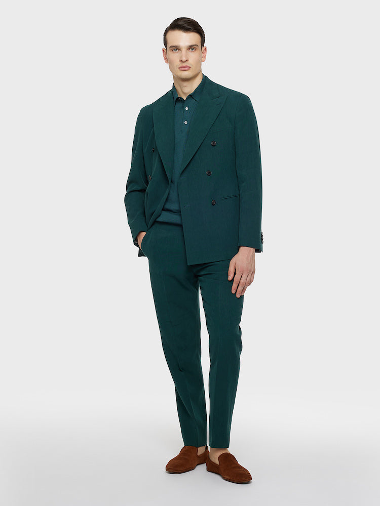Caruso Menswear Abbigliamento Uomo Abiti Abito aida doppiopetto in lino verde look 2