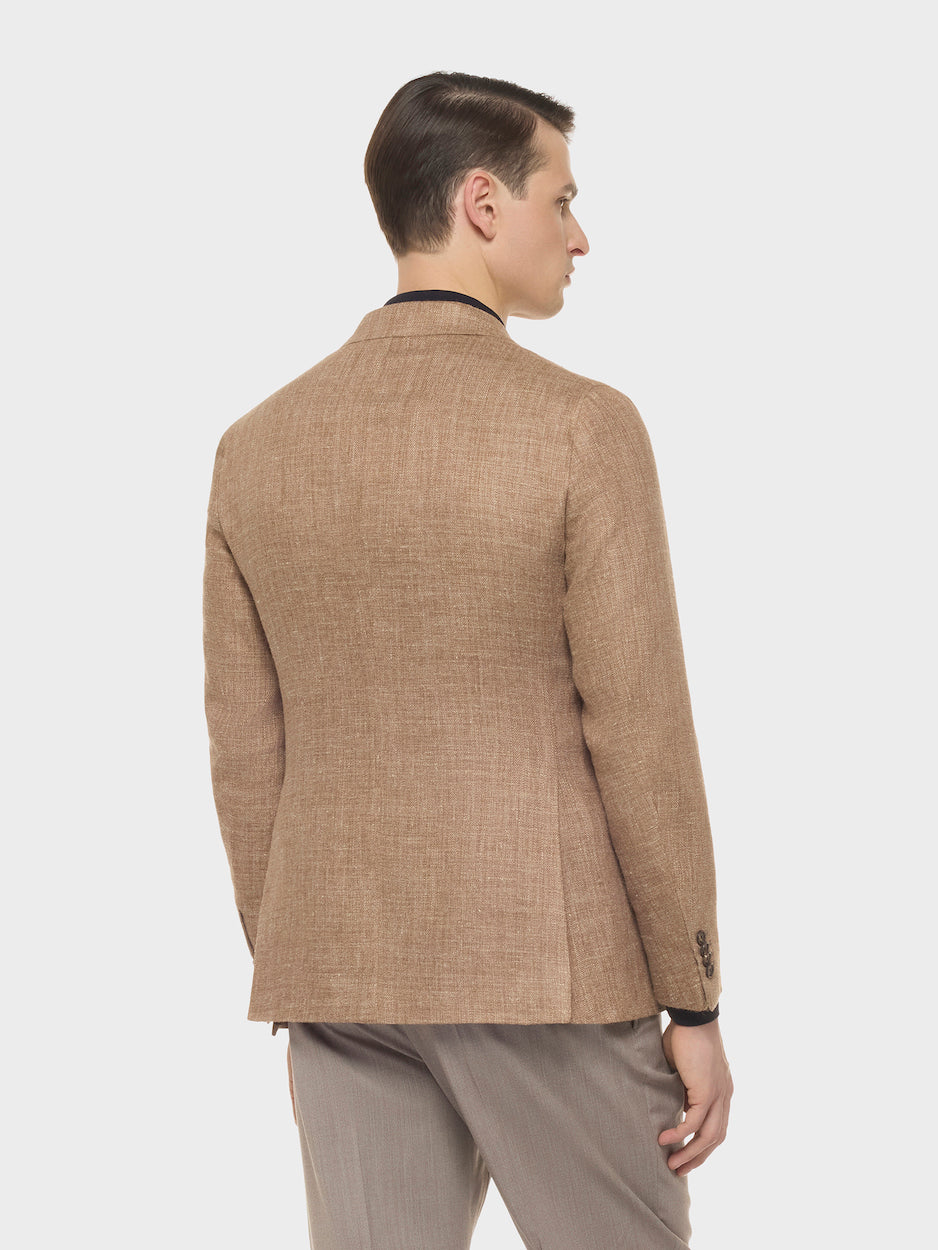 Caruso Menswear Abbigliamento Uomo Giacche Giacca aida doppiopetto in seta lino marrone look 4