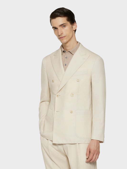 Caruso Menswear Abbigliamento Uomo Giacche Giacca aida doppiopetto in lana bianco latte look 3
