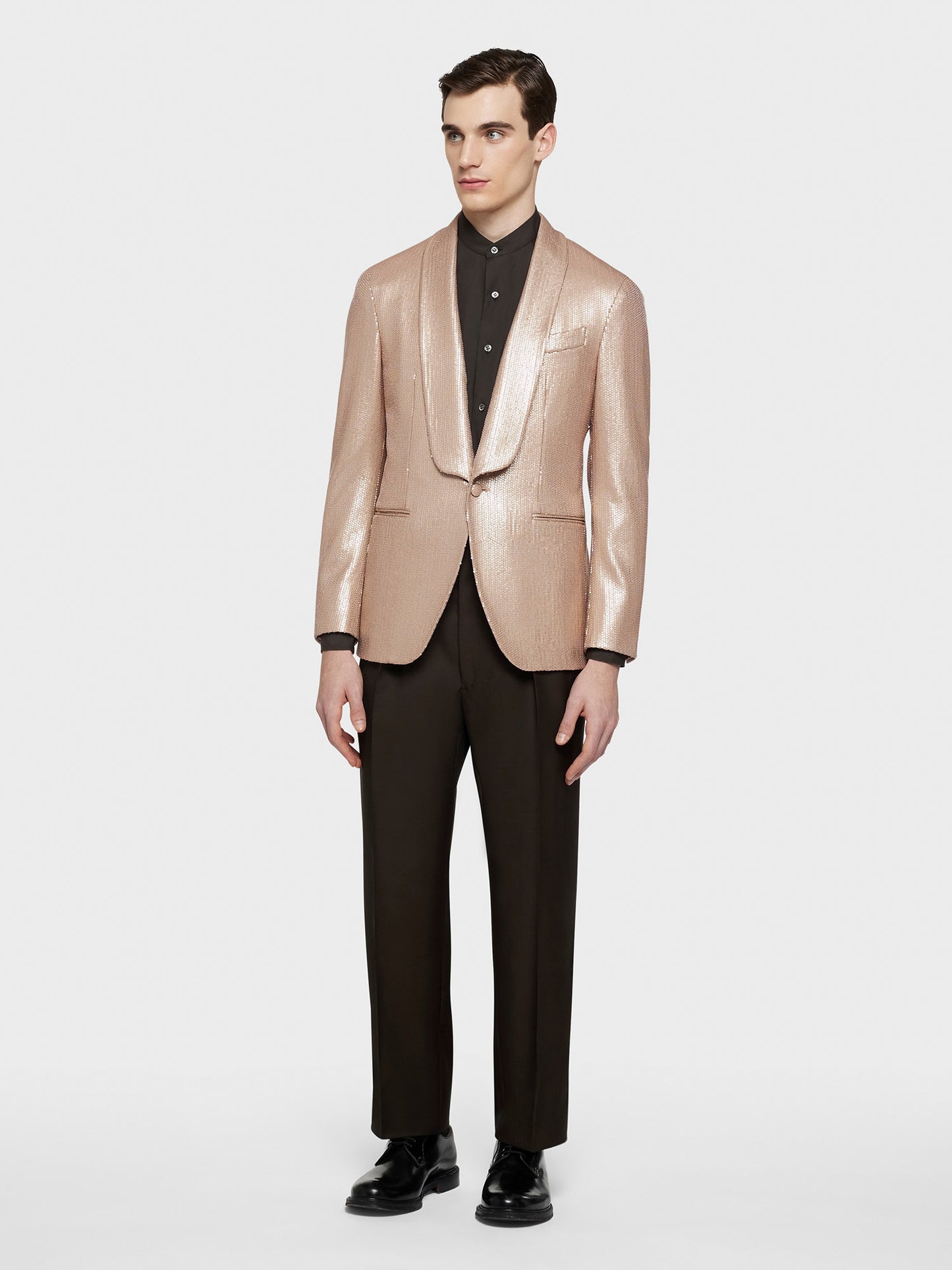 Caruso Menswear Abbigliamento Uomo Giacca aida in lana tecnica con paillettes rosa total look