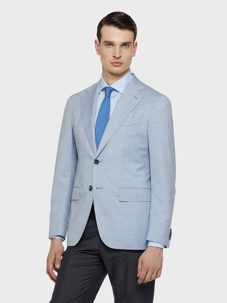 Caruso Menswear Abbigliamento Uomo Giacche Giacca aida in lana e seta azzurra look 3
