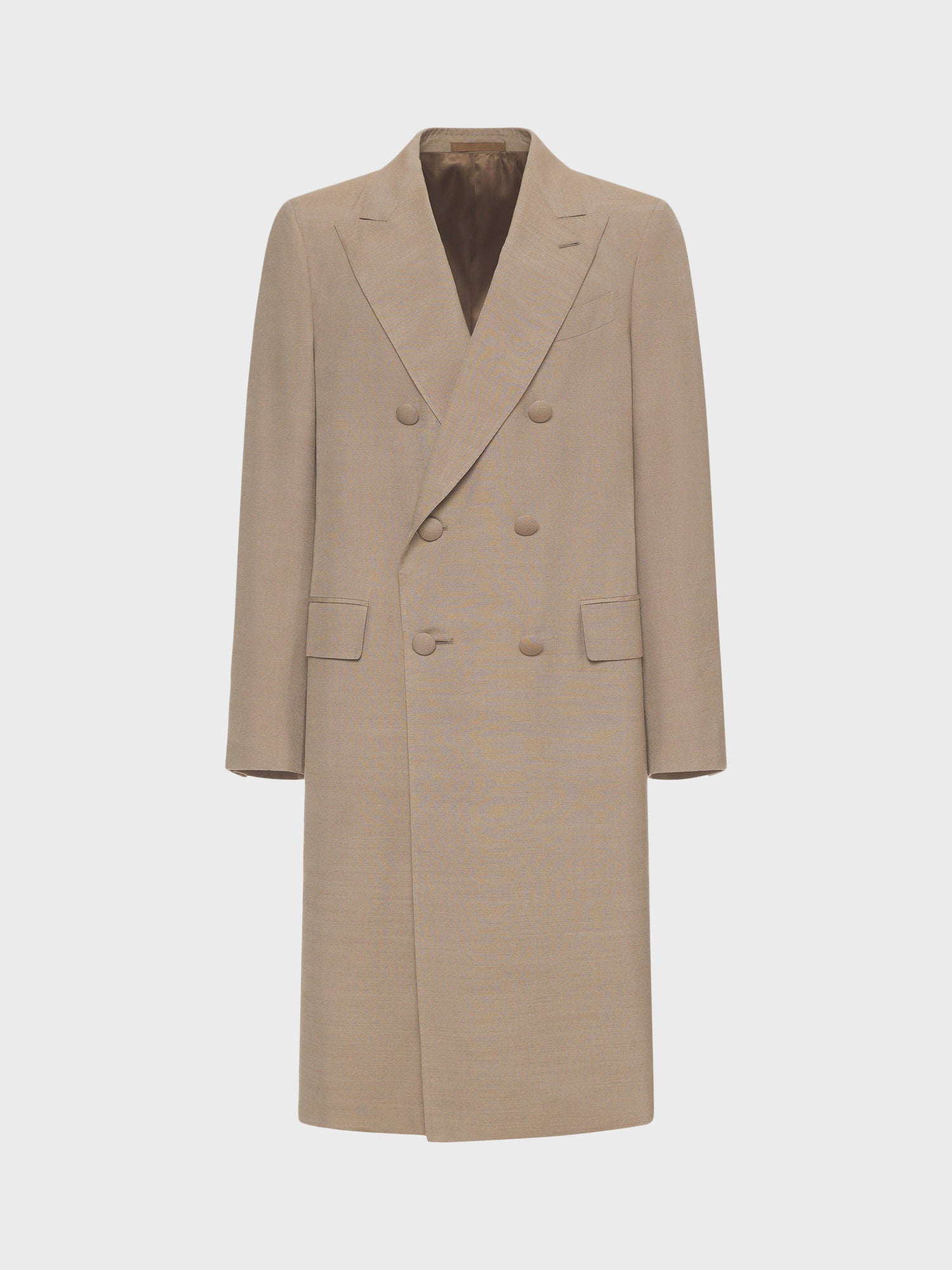 Caruso Menswear Abbigliamento Uomo Cappotto aida doppiopetto in seta beige still