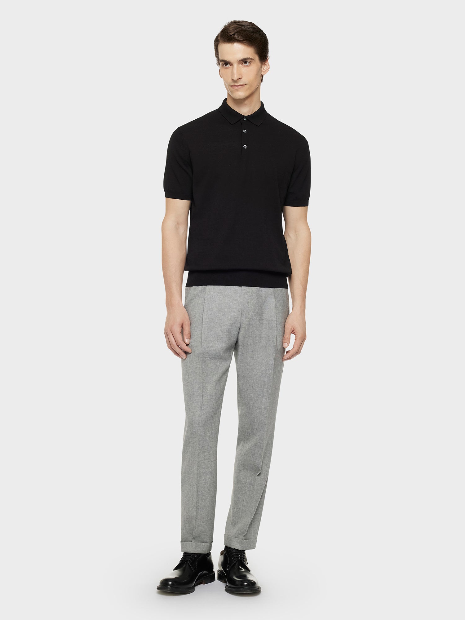 Caruso Menswear Abbigliamento Uomo Pantaloni Pantalone carrot-fit in lana grigio look 3