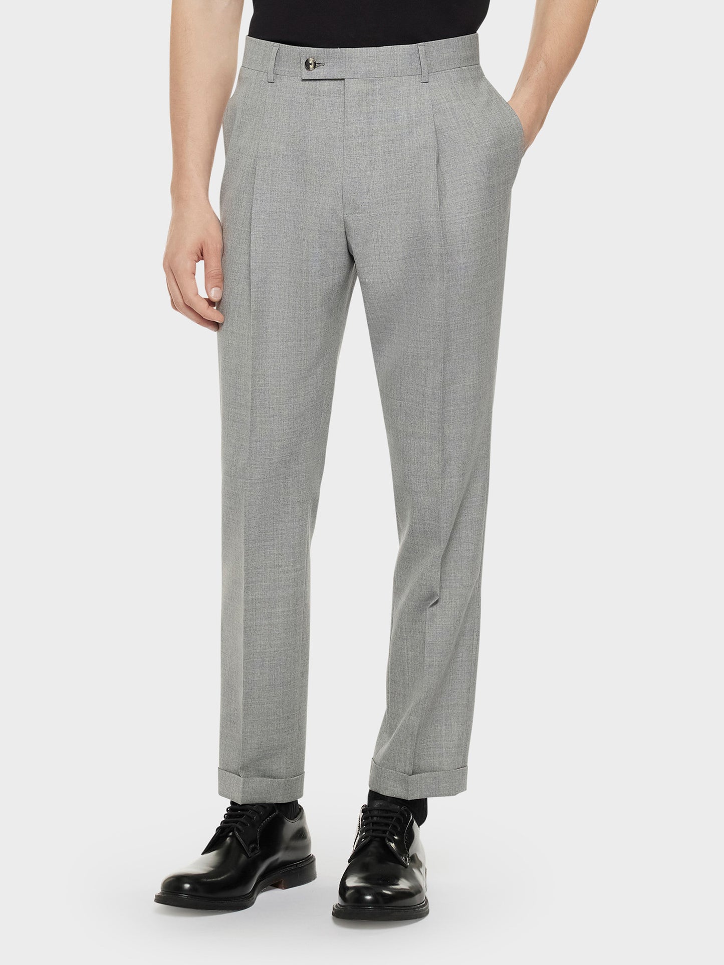 Caruso Menswear Abbigliamento Uomo Pantaloni Pantalone carrot-fit in lana grigio look 1