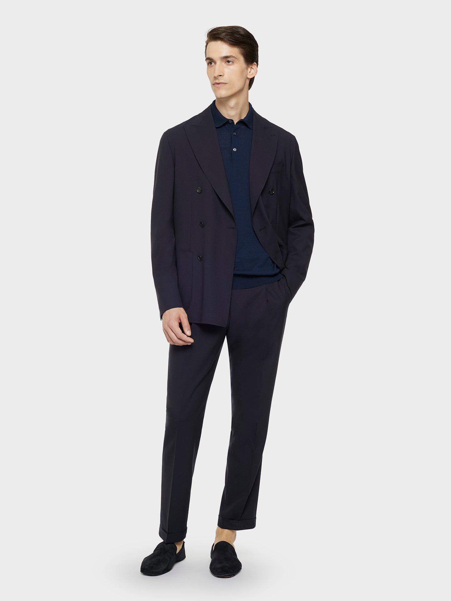 Caruso Menswear Abbigliamento Uomo Pantaloni Pantalone carrot fit in lana blu look 3