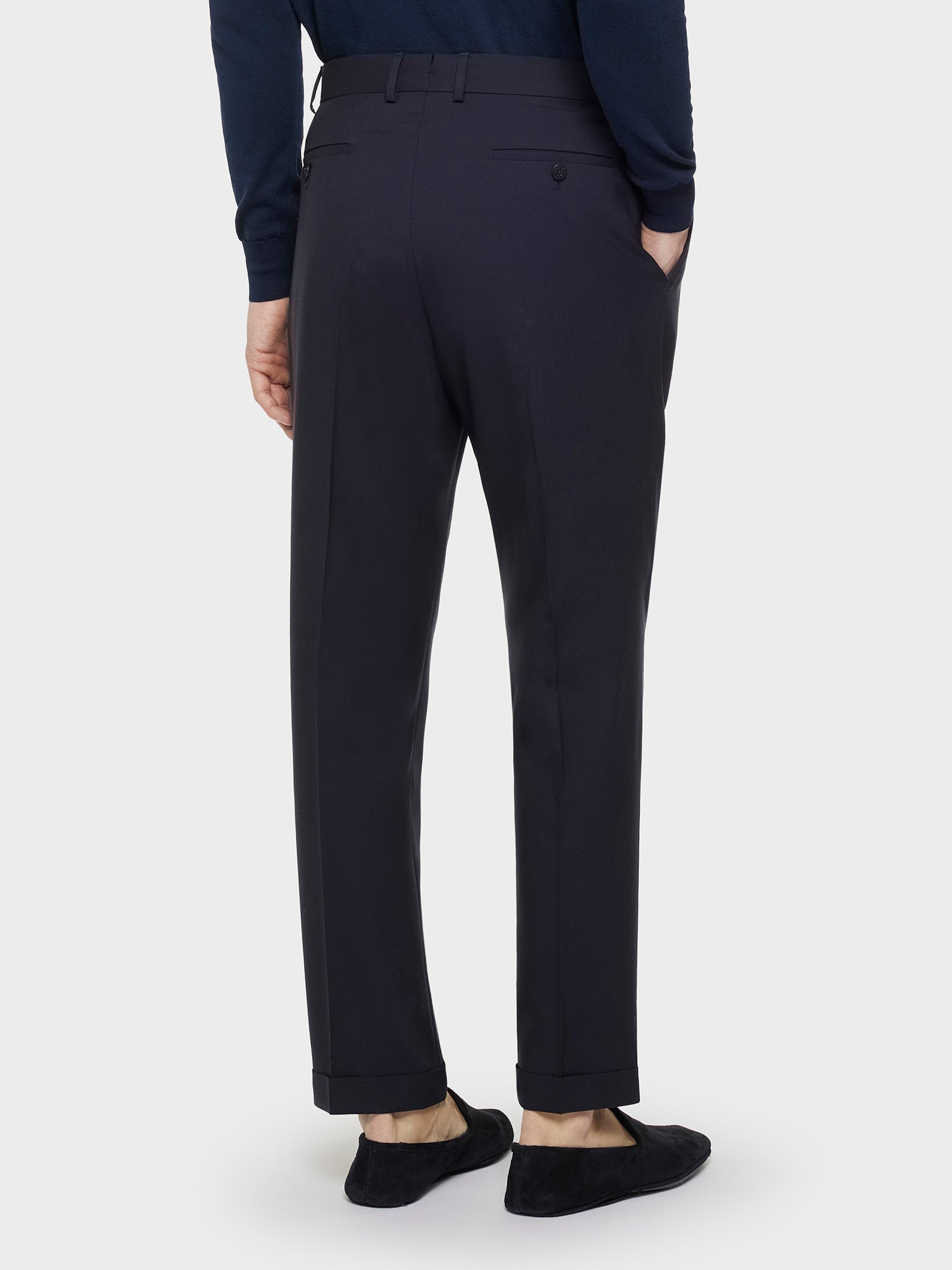 Caruso Menswear Abbigliamento Uomo Pantaloni Pantalone carrot fit in lana blu look 4
