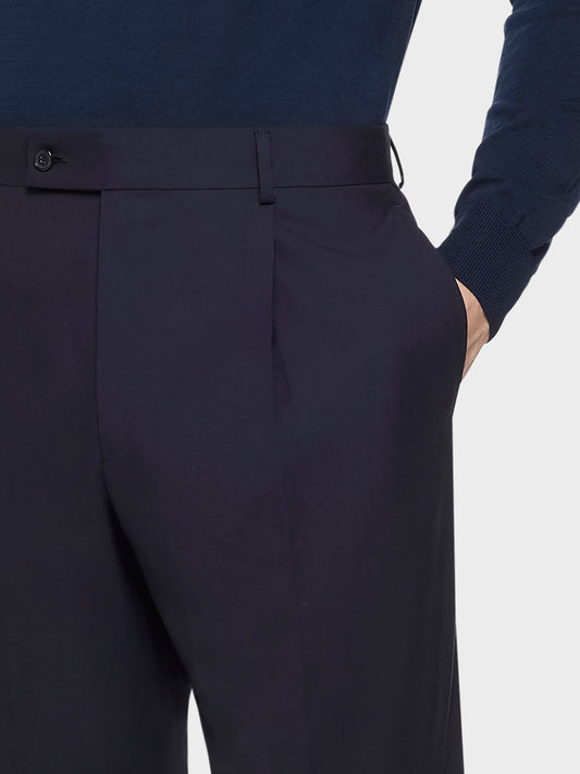 Caruso Menswear Abbigliamento Uomo Pantaloni Pantalone carrot fit in lana blu look 5