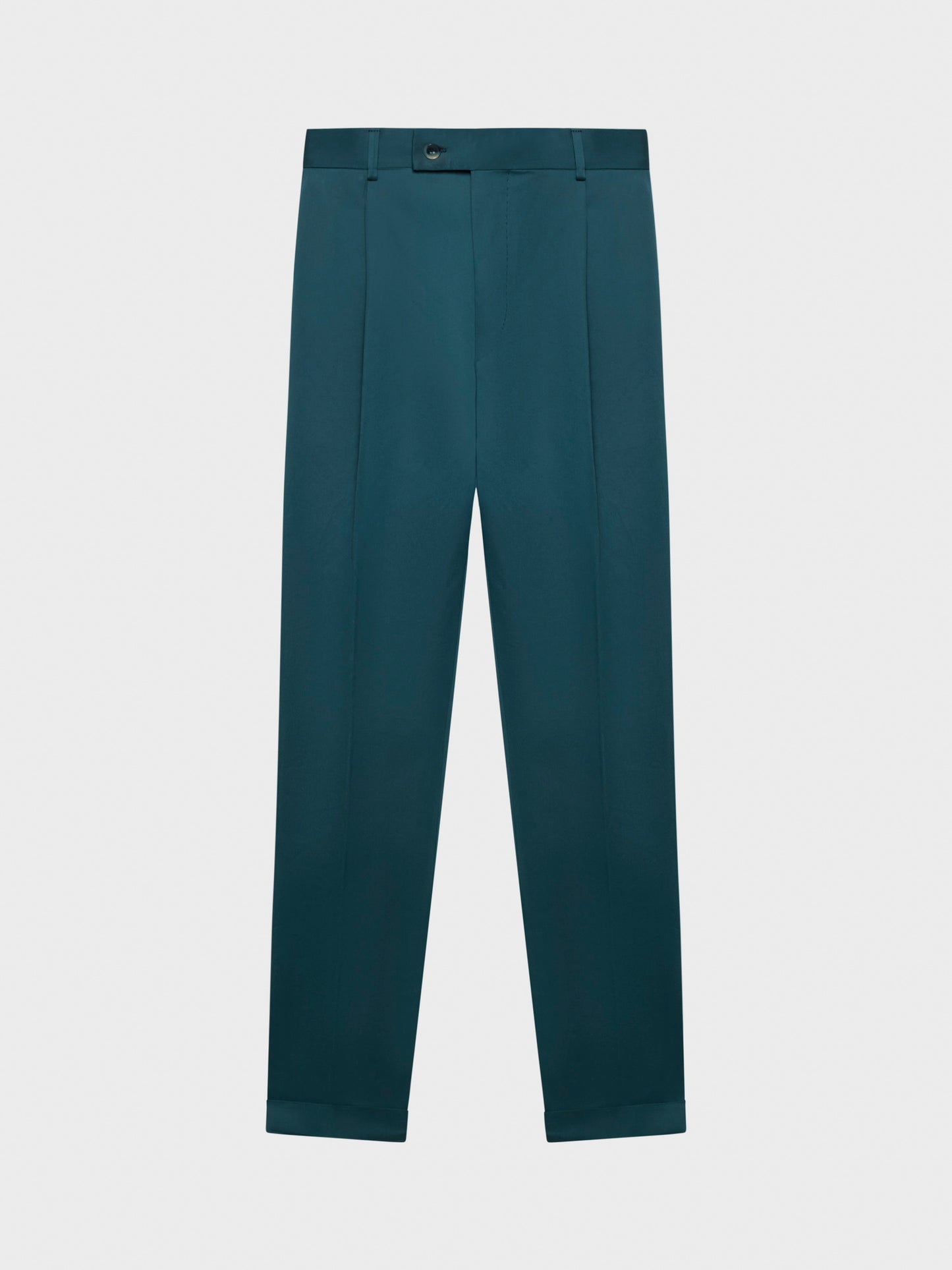 Caruso Menswear Abbigliamento Uomo Pantaloni Pantalone carrot-fit in cotone e seta verde look 2