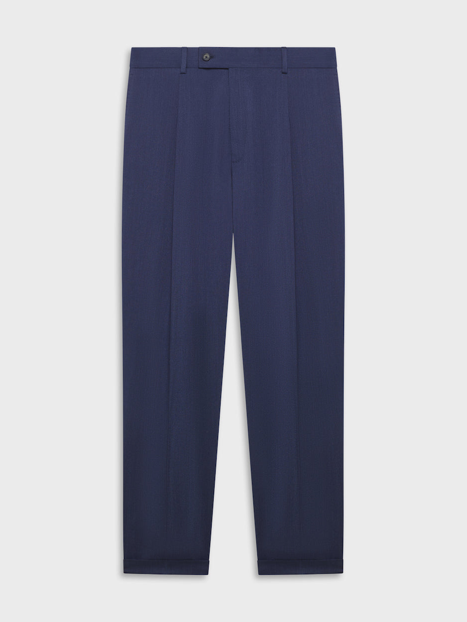 Caruso Menswear Abbigliamento Uomo Pantaloni Pantalone carrot fit in flanella di lana blu look 1