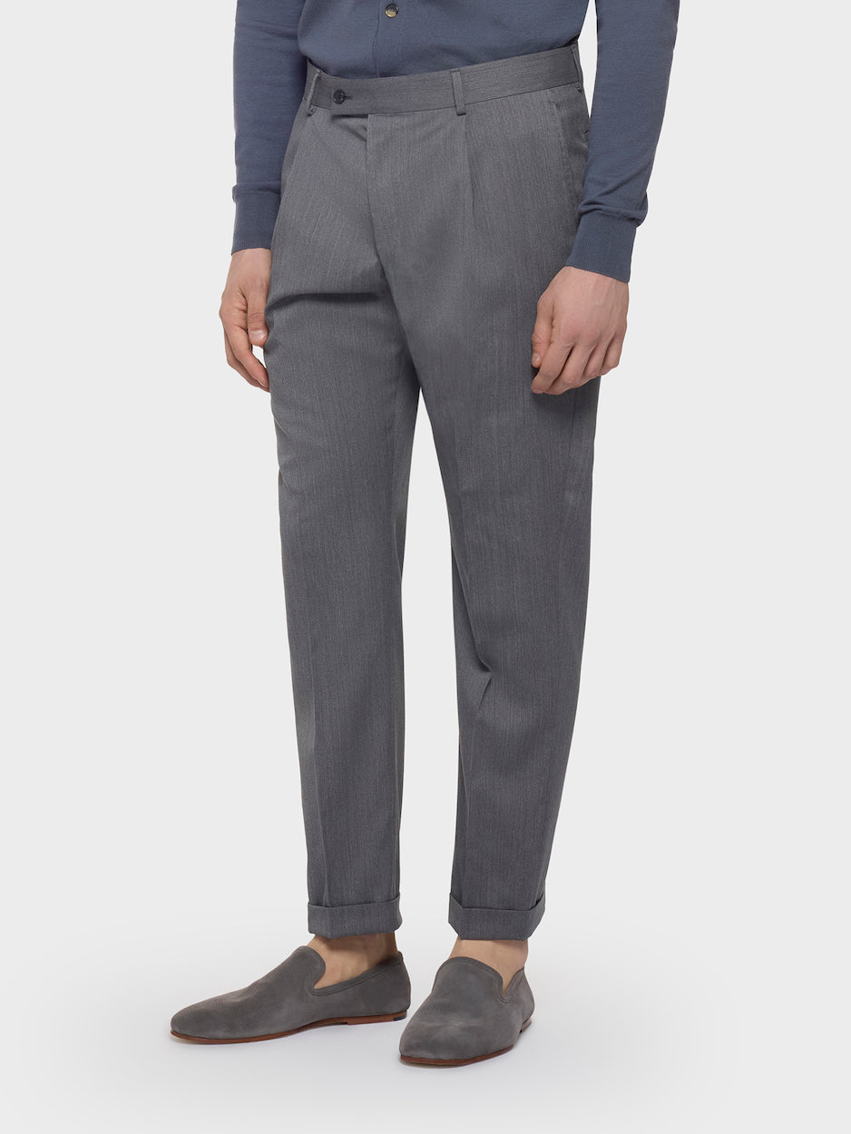 Caruso Menswear Abbigliamento Uomo Pantaloni Pantalone carrot fit in lana zeelander grigio look 3
