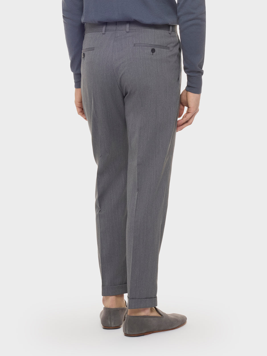 Caruso Menswear Abbigliamento Uomo Pantaloni Pantalone carrot fit in lana zeelander grigio look 4