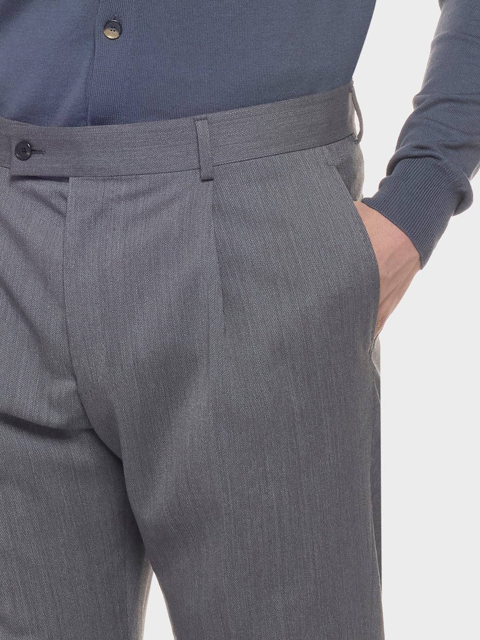 Caruso Menswear Abbigliamento Uomo Pantaloni Pantalone carrot fit in lana zeelander grigio look 5