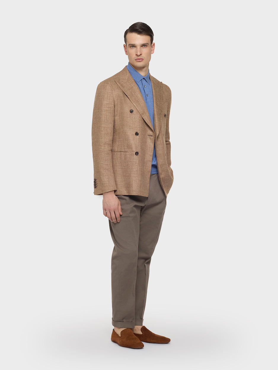 Caruso Menswear Abbigliamento Uomo Pantaloni Pantalone carrot fit in flanella di lana beige look 2