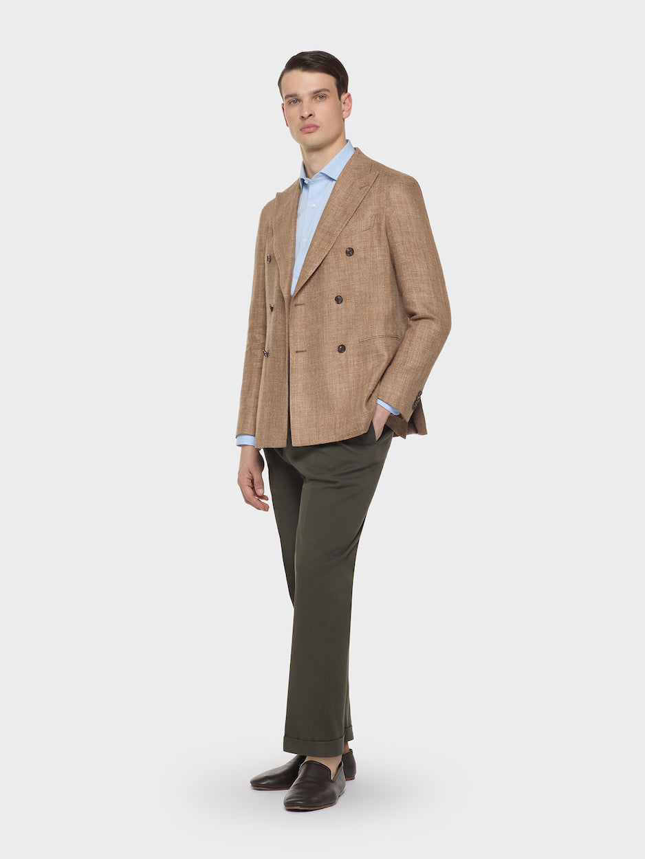 Caruso Menswear Abbigliamento Uomo Pantaloni Pantalone carrot fit in flanella di lana verde look 2