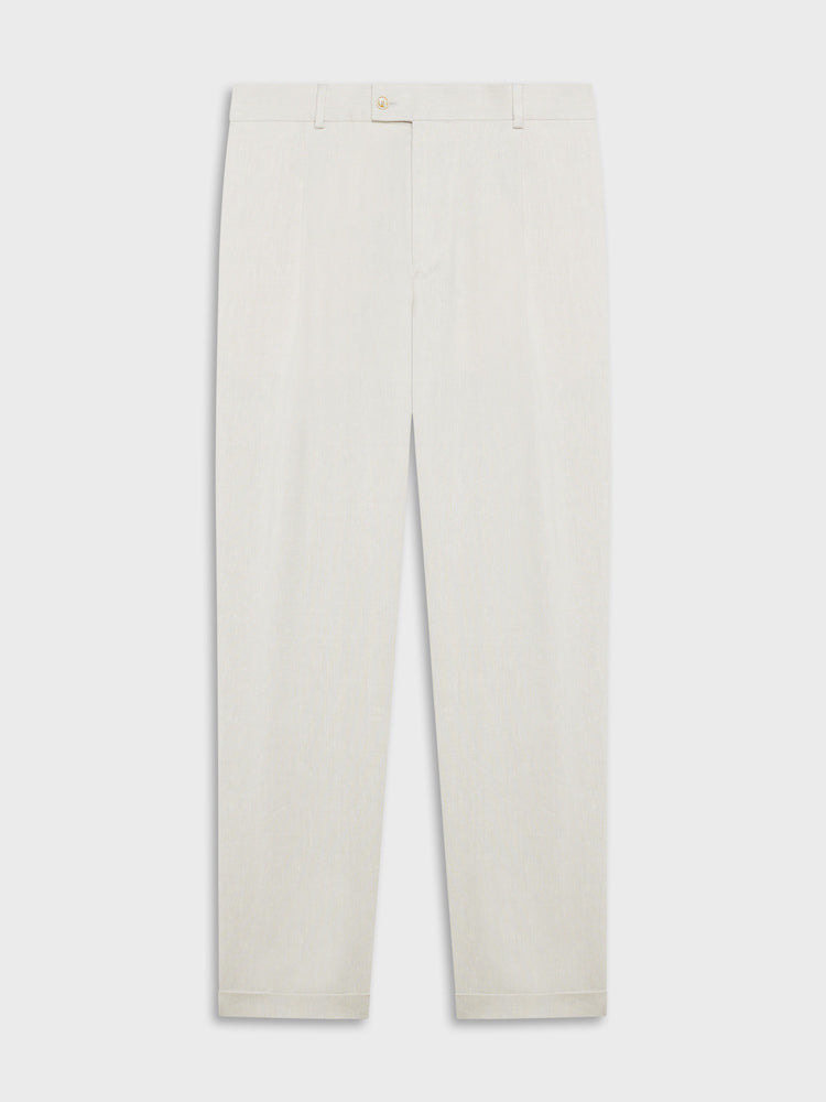 Caruso Menswear Abbigliamento Uomo Pantaloni Pantalone carrot fit in lino e lana bianco look 1