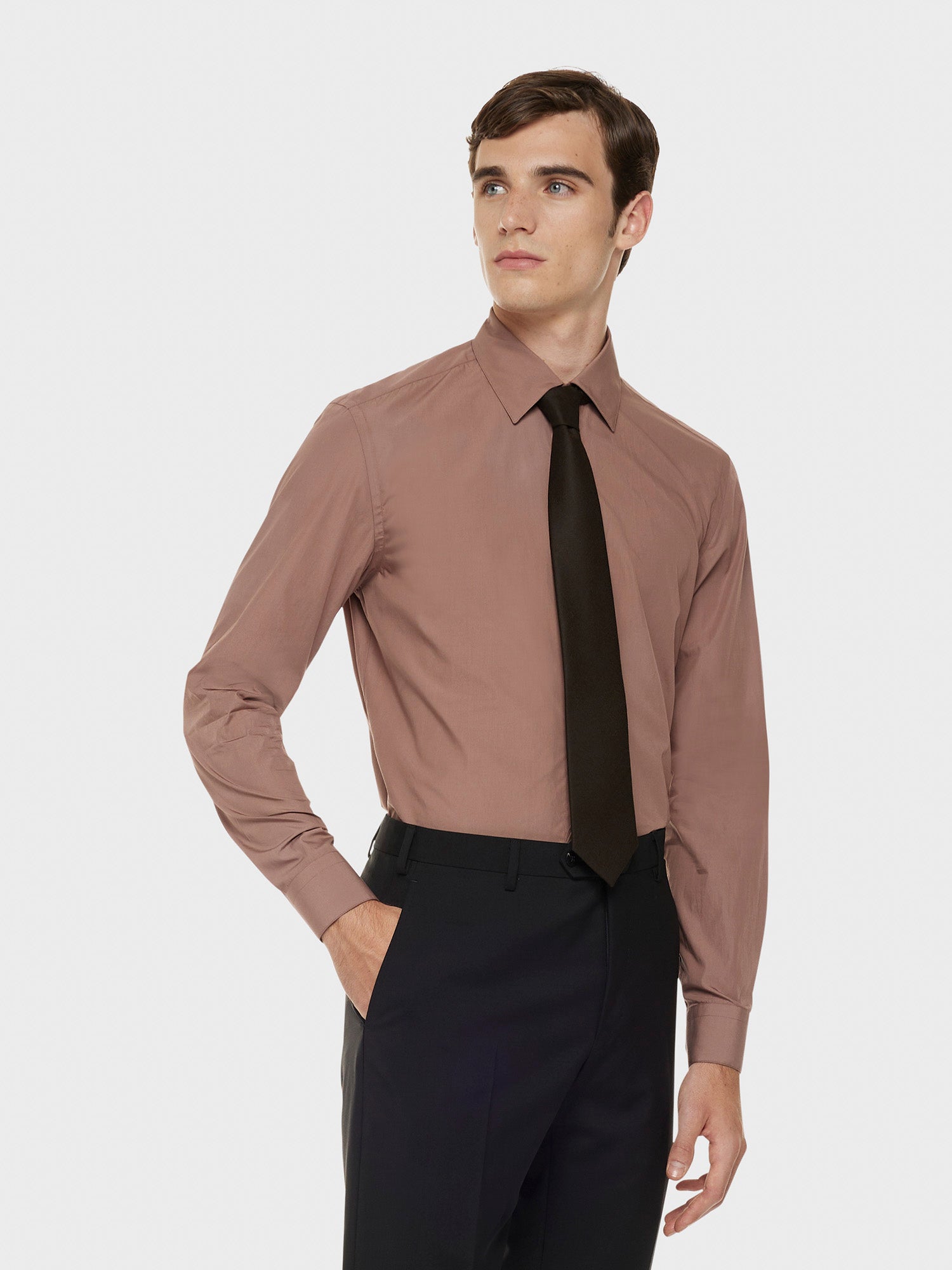 Caruso Menswear Abbigliamento Uomo Cravatta in flanella di lana marrone indossato