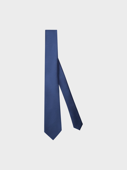 Caruso Menswear Abbigliamento Uomo Accessori Cravatta in raso accoppiato di seta blu look 1