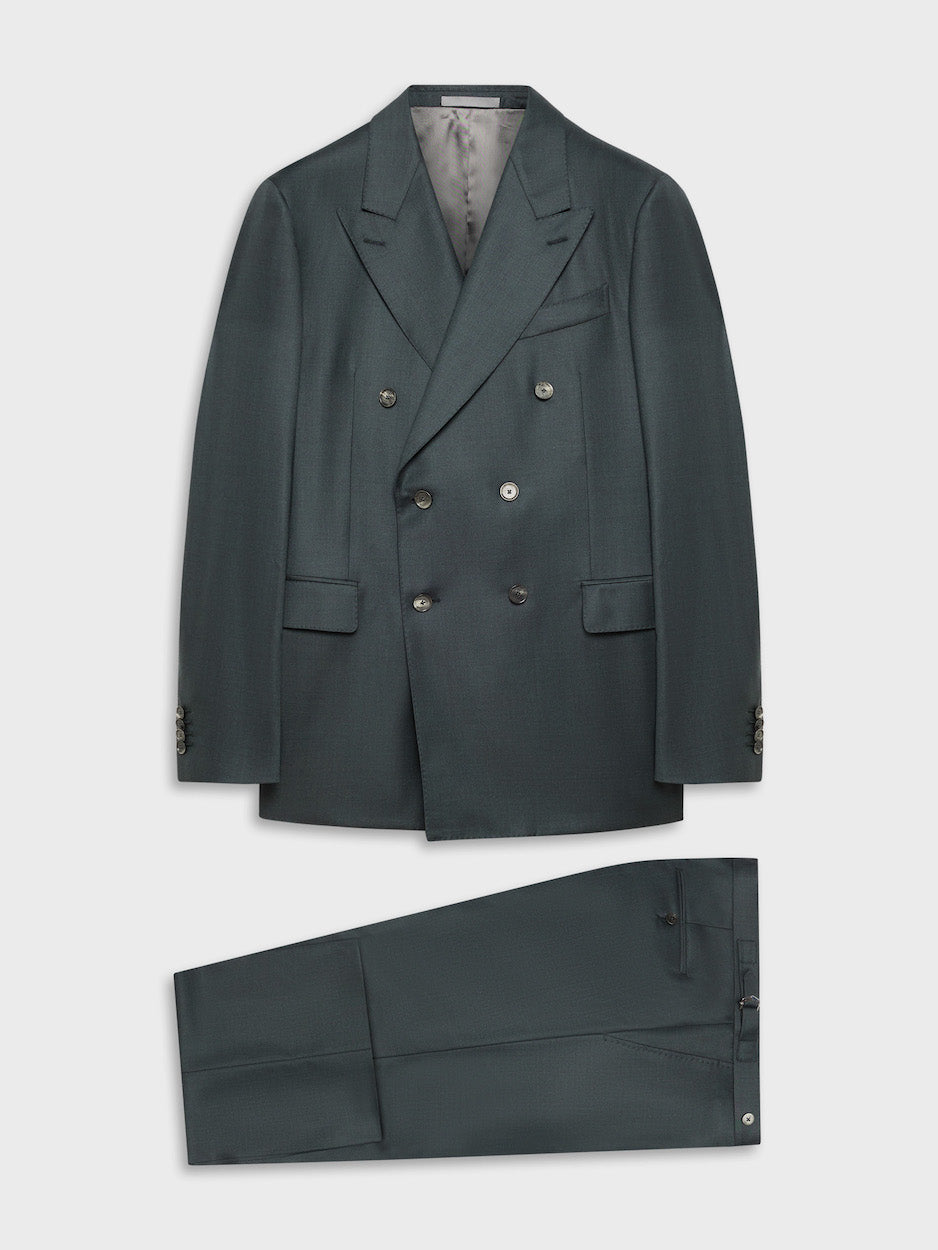 Caruso Menswear Abbigliamento Uomo Abiti Abito carmen doppiopetto in lana 150s verde look 1