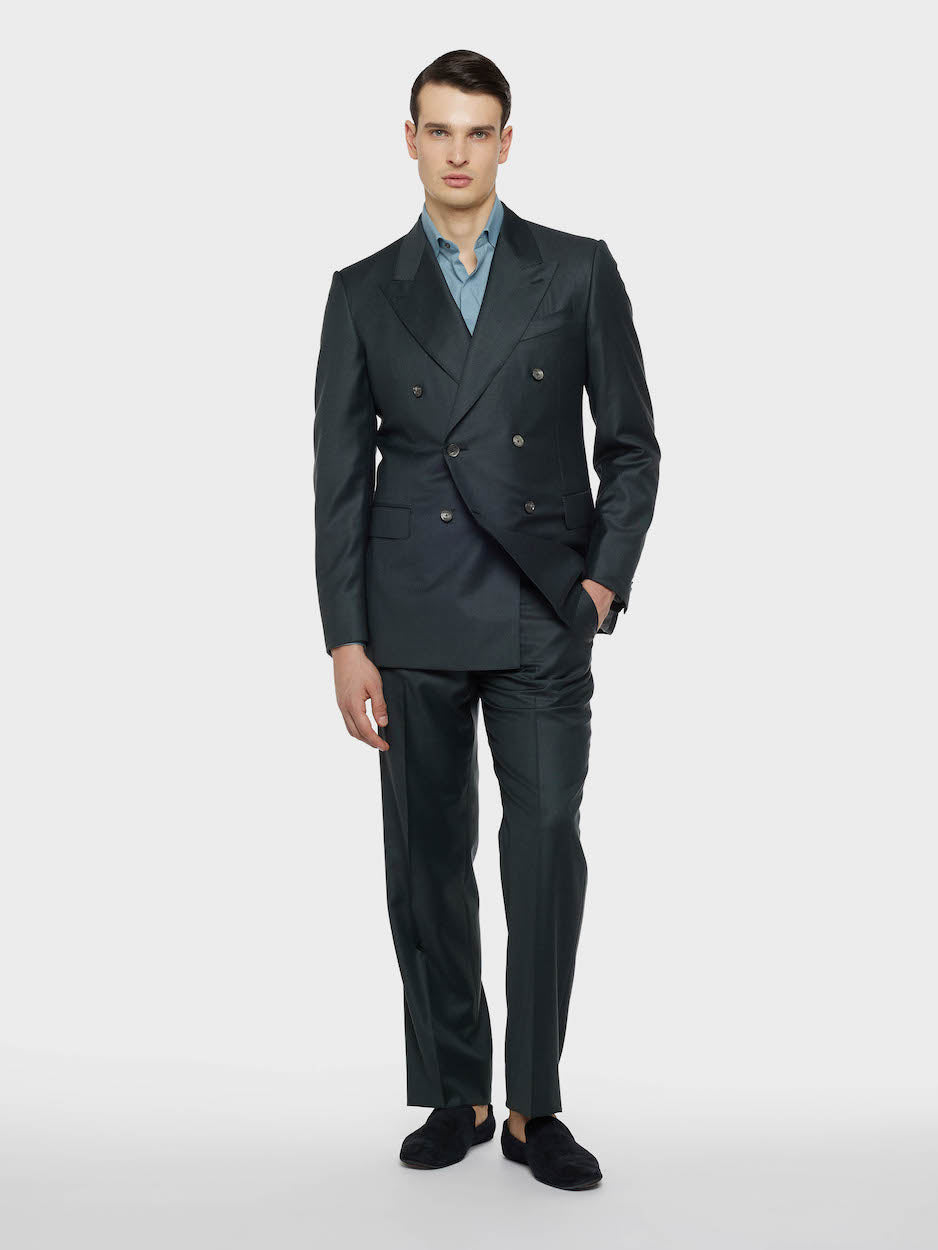 Caruso Menswear Abbigliamento Uomo Abiti Abito carmen doppiopetto in lana 150s verde look 2