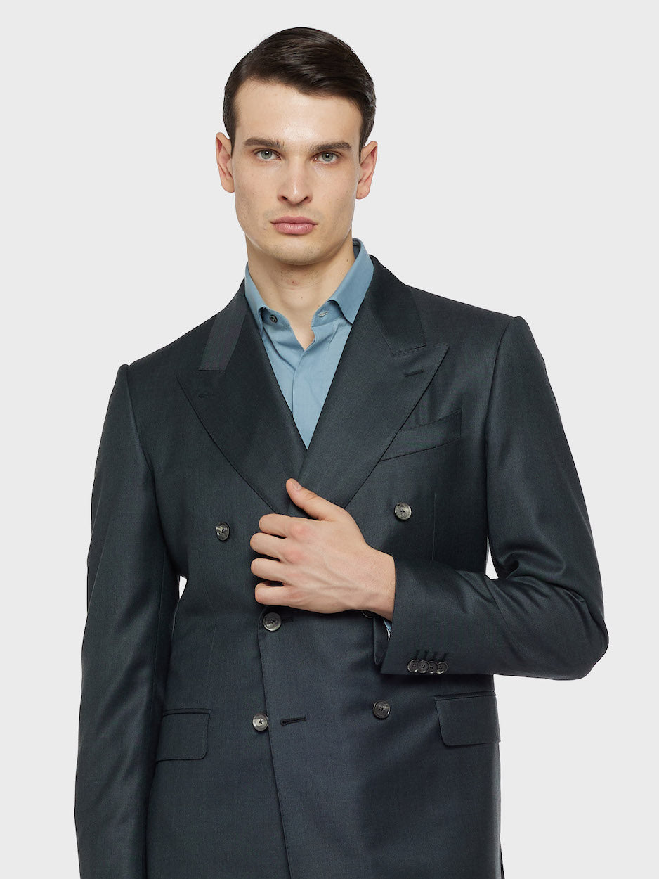 Caruso Menswear Abbigliamento Uomo Abiti Abito carmen doppiopetto in lana 150s verde look 5