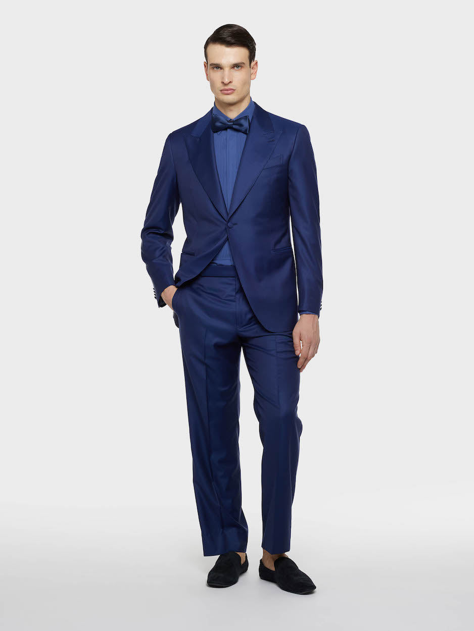 Caruso Menswear Abbigliamento Uomo Abiti Abito carmen monopetto in lana e seta blu look 2