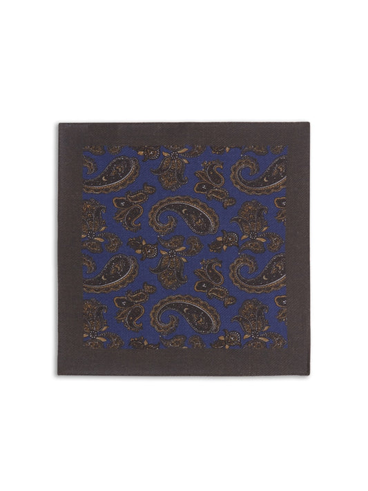 Pochette in lana paisley blu petrolio