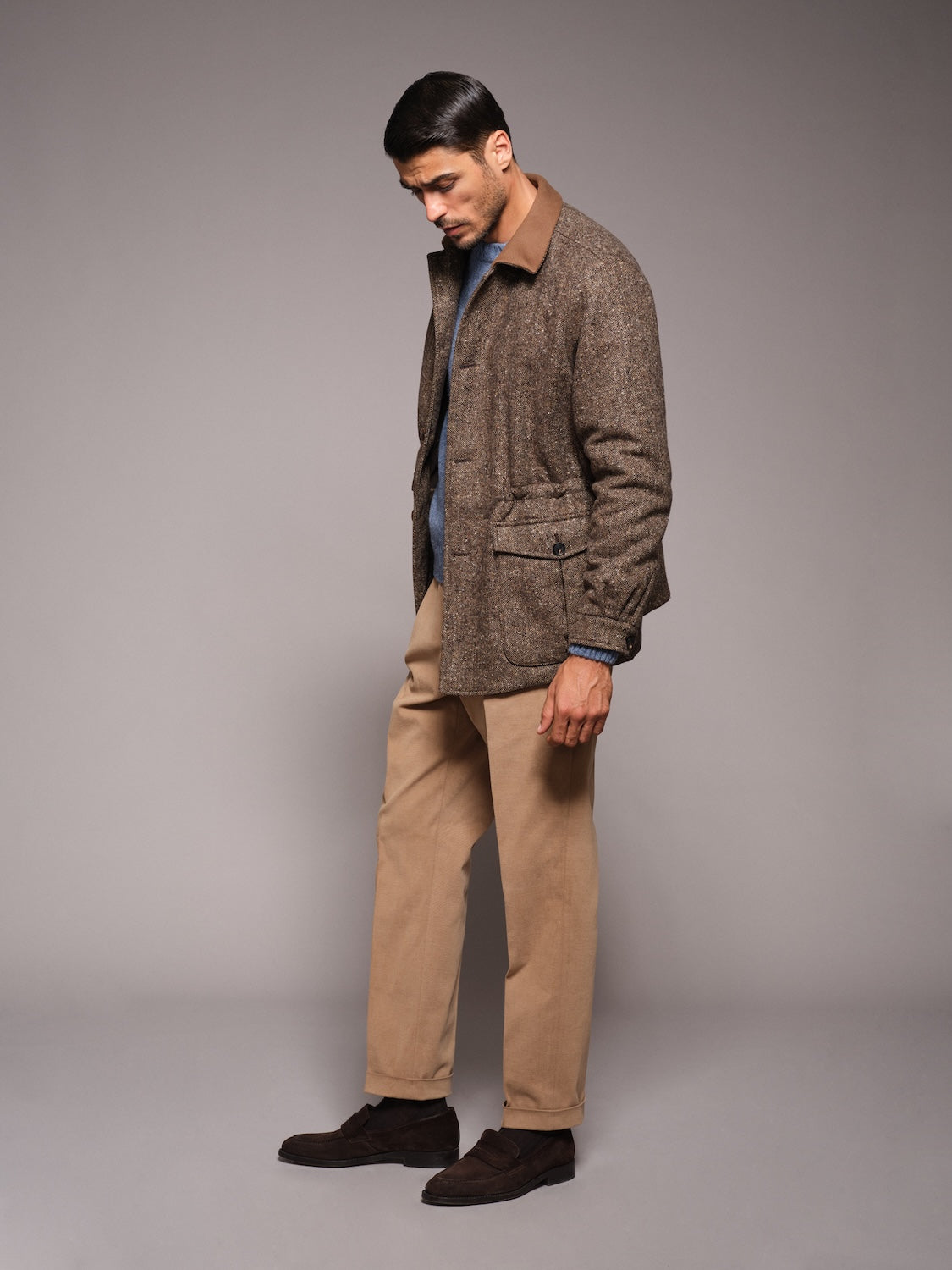 Giacca Dalila imbottita in lana Donegal beige