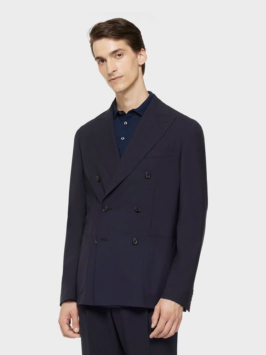 Caruso Menswear Abbigliamento Uomo Giacche Giacca butterfly doppiopetto in lana blu look 3