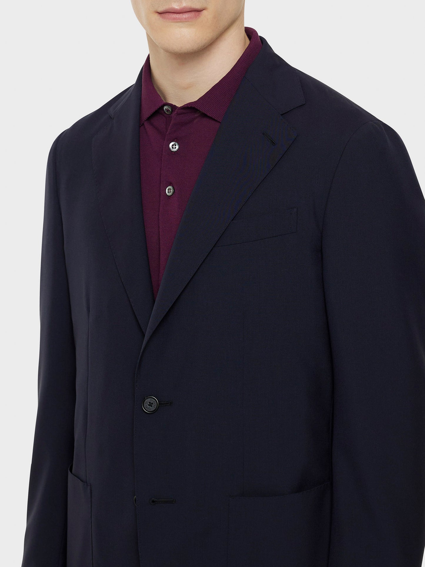 Caruso Menswear Abbigliamento Uomo Giacca butterfly in lana blu dettaglio