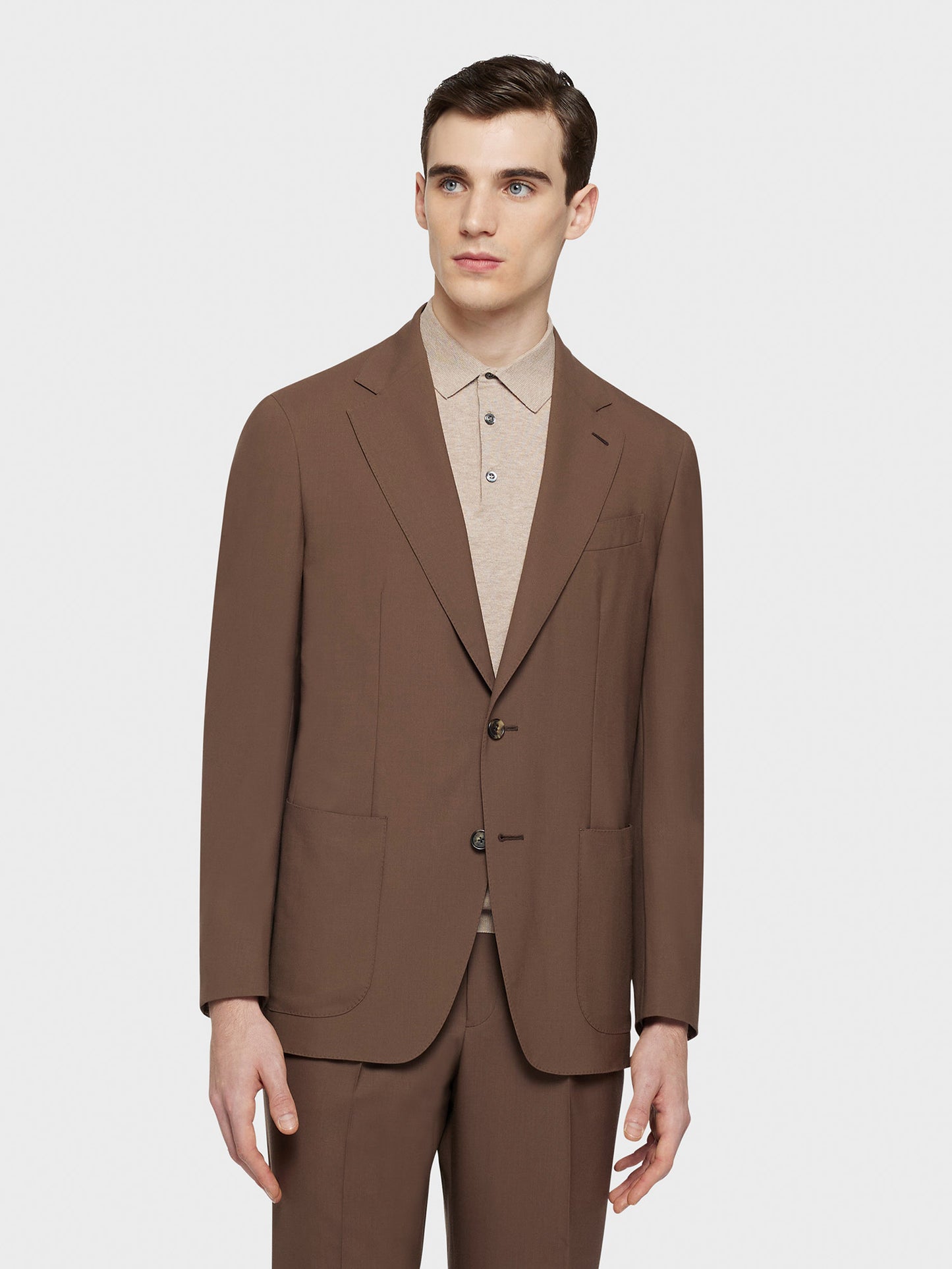 Caruso Menswear Abbigliamento Uomo Giacca butterfly in lana marrone indossato front