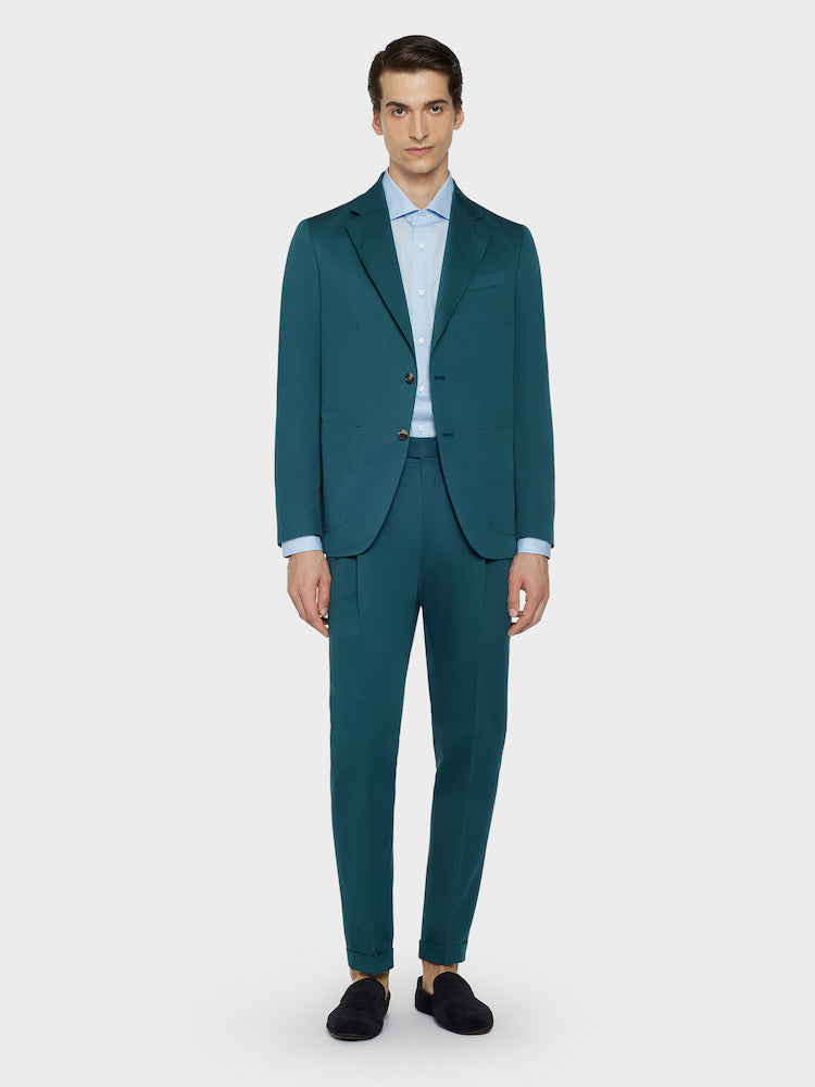 Caruso Menswear Abbigliamento Uomo Giacche Giacca butterfly monopetto in cotone e seta verde look 1