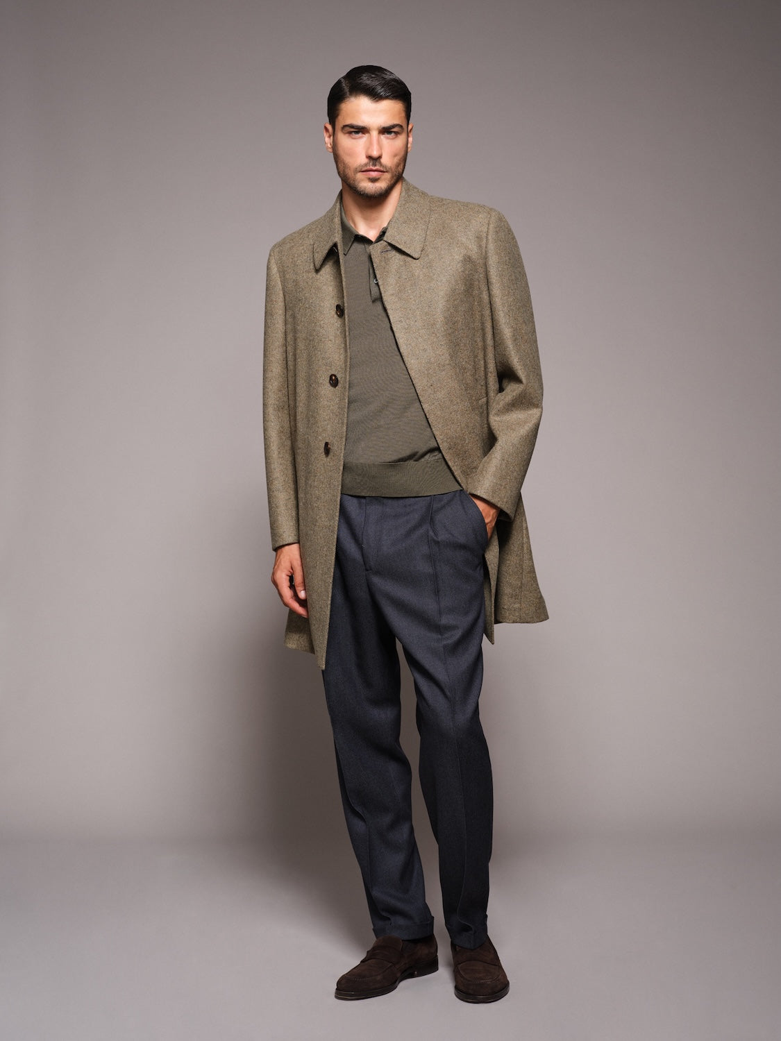 Cappotto Butterfly monopetto in lana verde
