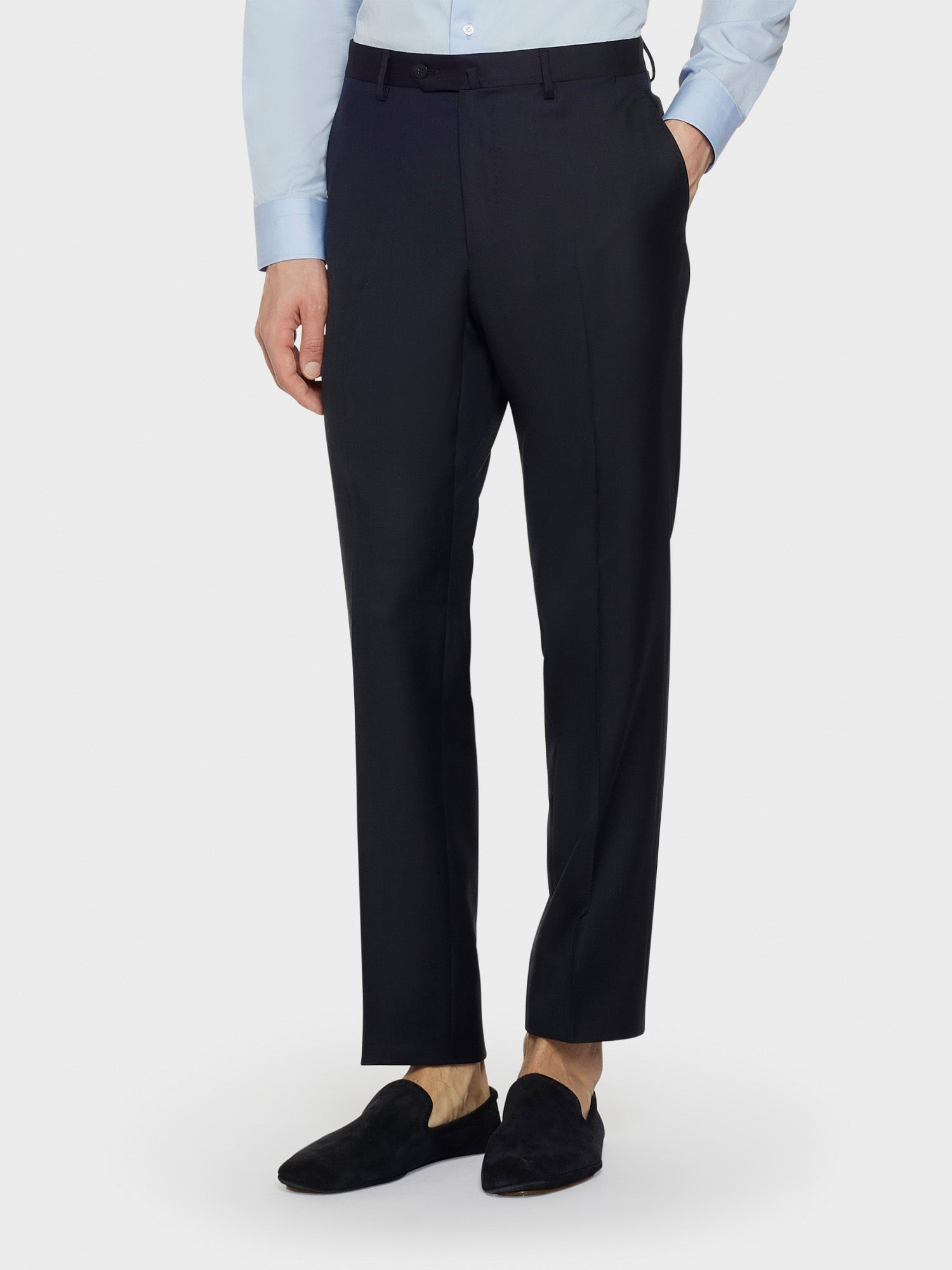 Caruso Menswear Abbigliamento Uomo Abiti Abito bohème monopetto in lana 130’s grisaglia blu navy look 4