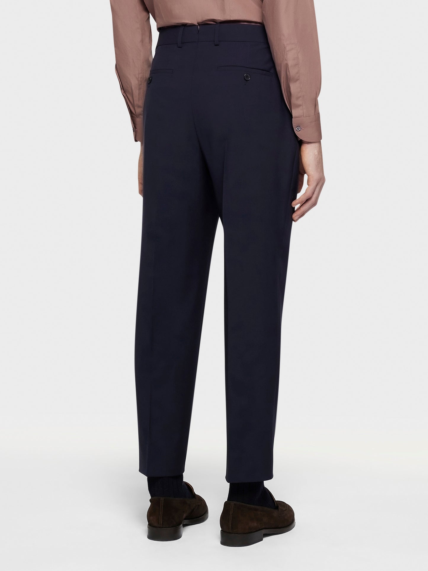Caruso Menswear Abbigliamento Uomo Pantalone in lana blu indossato back