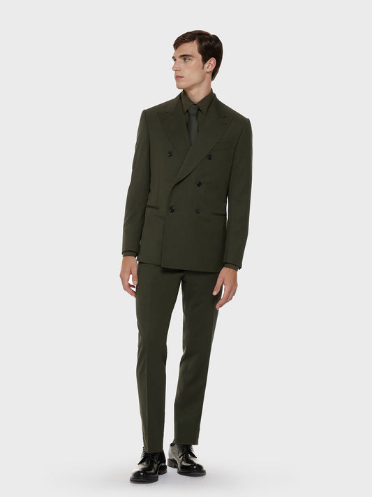 Caruso Menswear Abbigliamento Abito da Uomo Sartoriale Abito norma doppiopetto in lana tecnica verde drop 7R total look