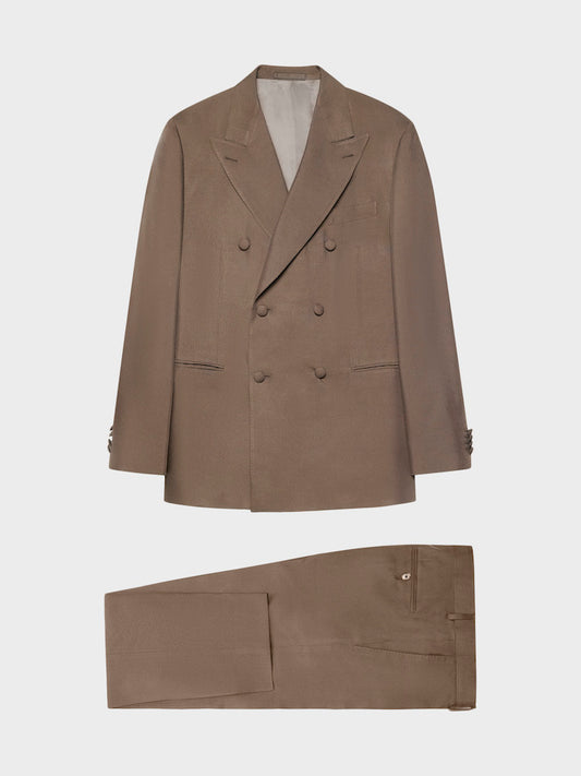 Caruso Menswear Abbigliamento Uomo Abiti Abito norma doppiopetto in shantung di seta color tartufo look 2