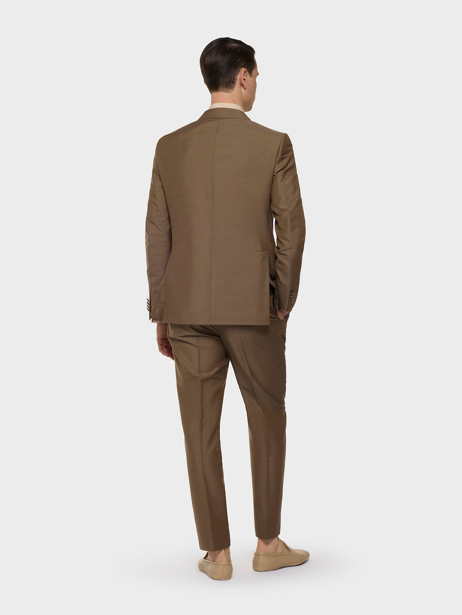 Caruso Menswear Abbigliamento Uomo Abiti Abito norma doppiopetto in lana mohair seta marrone look 4