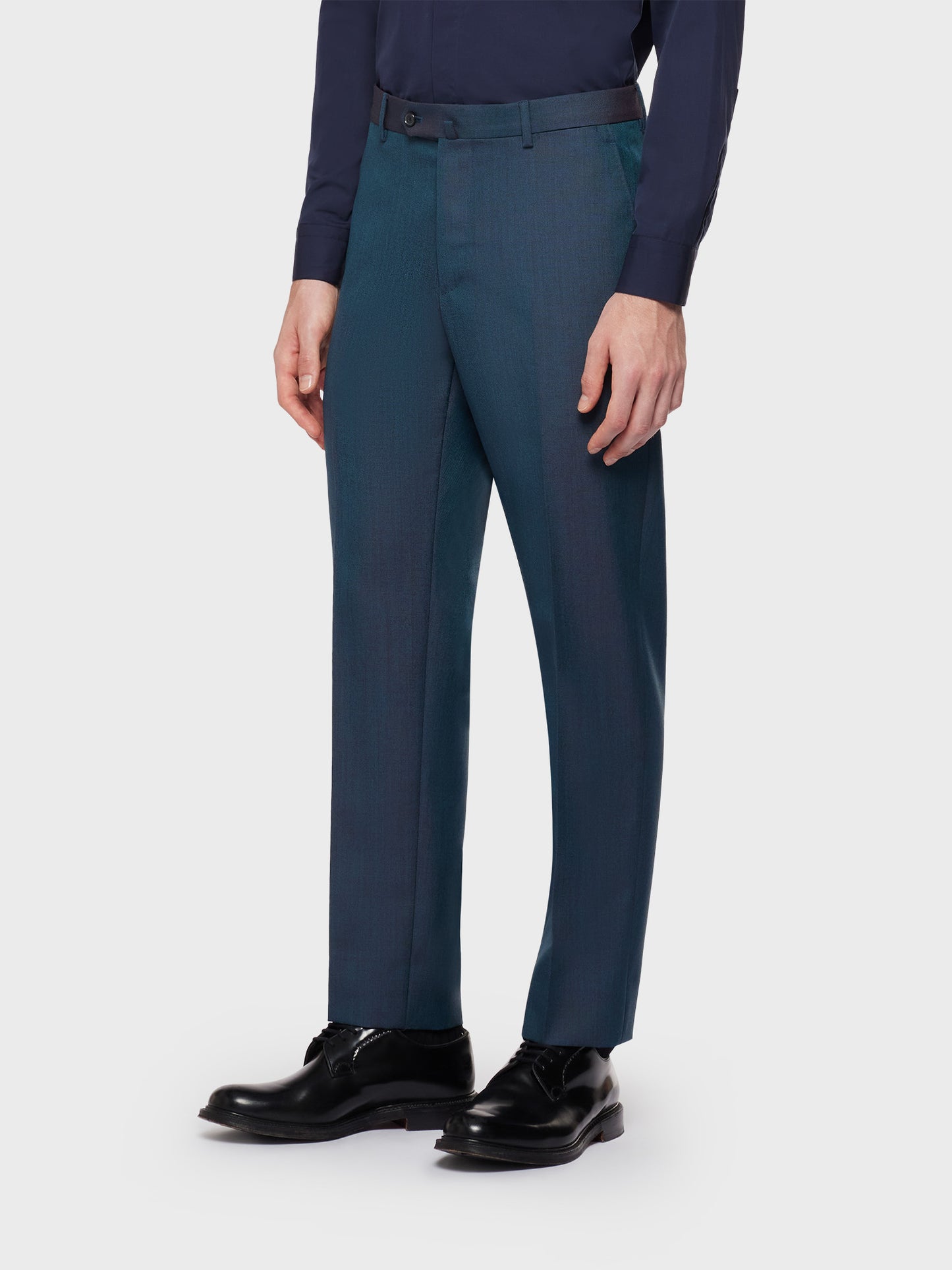 Caruso Menswear Abbigliamento Uomo Abito norma in lana mohair verde dettaglio pantalone