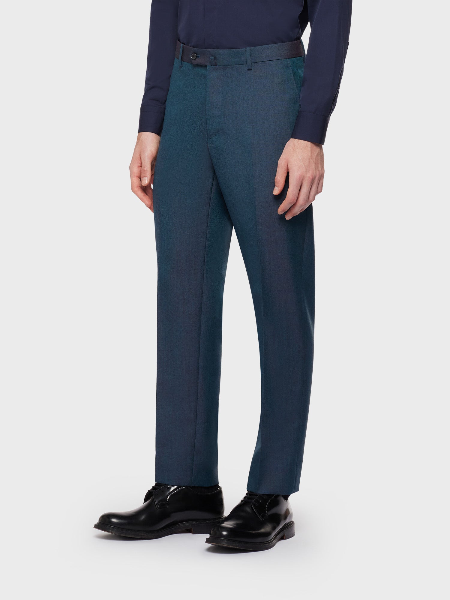 Caruso Menswear Abbigliamento Uomo Abito norma in lana mohair verde dettaglio pantalone
