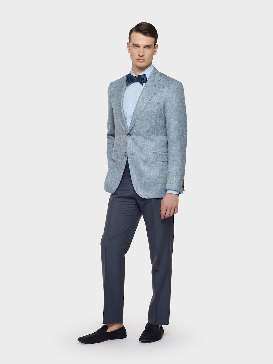 Caruso Menswear Abbigliamento Uomo Giacche Giacca norma in seta lino lana blu look 2